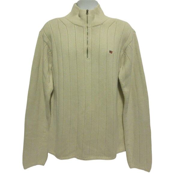 Vtg Polo Jeans Mens Large Ralph Lauren Cream Off White Cable Knit Sweater Y2K 90 - Picture 2 of 10
